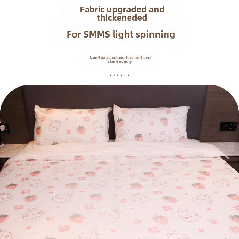 "Travel Double Bedding Set: Disposable Printed Quilt Cover, Pillowcase, Sheet"