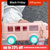 500ml Baby Bus Water Bottle Removable Leak-Proof Car Shape Straw Water Cup with Shoulder Strap Cute Kid's Water Bottle Students