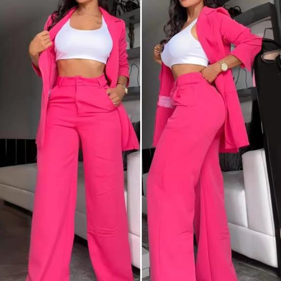 Women's Piece And Pants Suit Set Two High Waist Pants Set