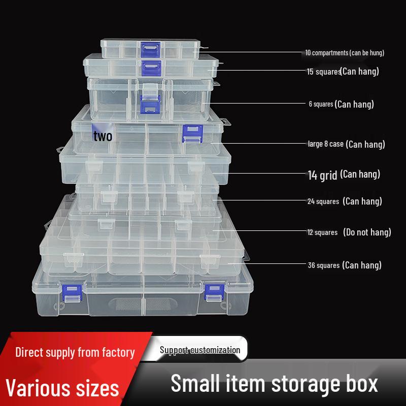 

Большой прозрачный пластиковый ящик для хранения с разделителями и пыленепроницаемой крышкой для ювелирных изделий и канцелярских товаров. 8 Long Detachable Compartments, 10.5x6.7x2.3cm