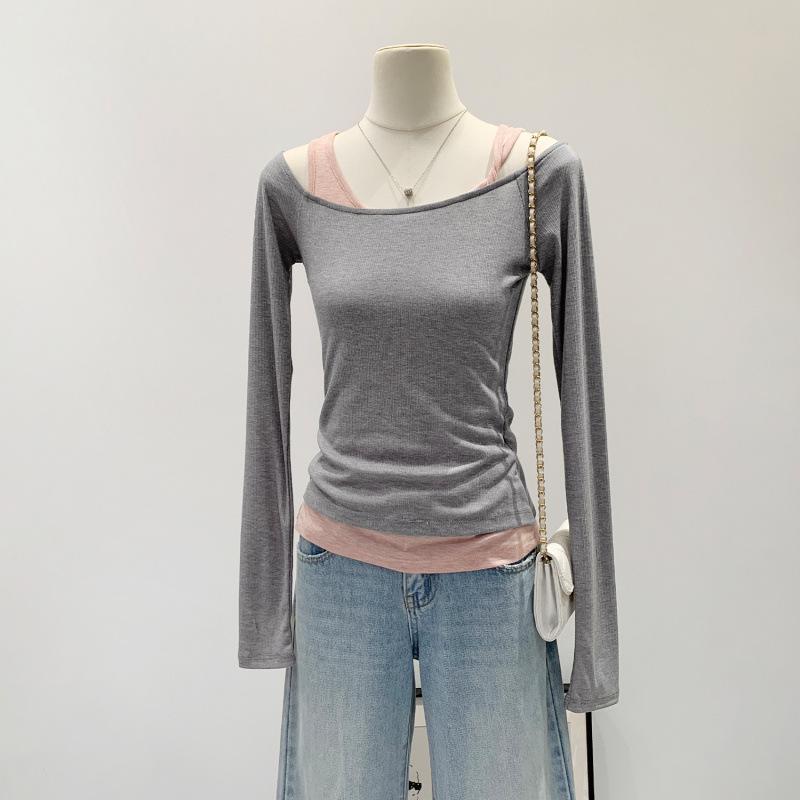 

Women s Irregular Patchwork Two-Piece Style Shirt, Autumn/Winter 2025, High-End Slim-Fit Layer or Outerwear Medium