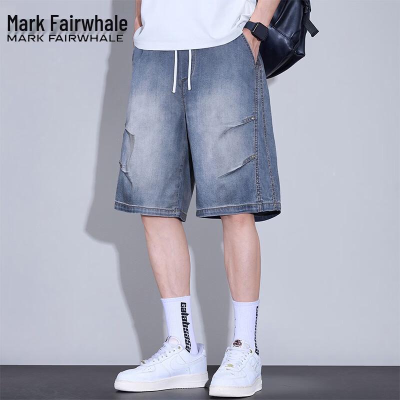 Mark Fairwhale Men s Tencel Denim Loose Straight Casual Shorts 3XL