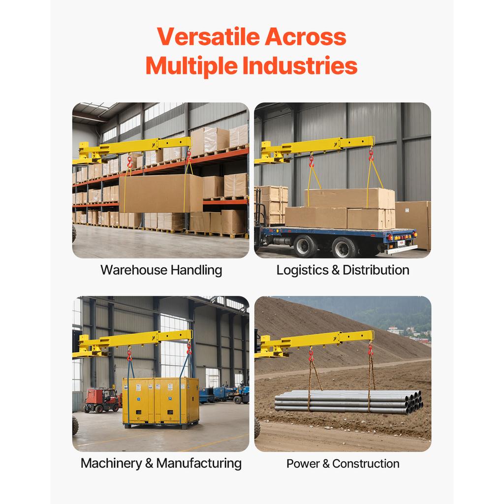 SucceBuy 6000lbs Adjustable Forklift Jib Boom Crane Manual Telescoping Boom Extends Up to 56.1 in Mobile Crane for Warehouse