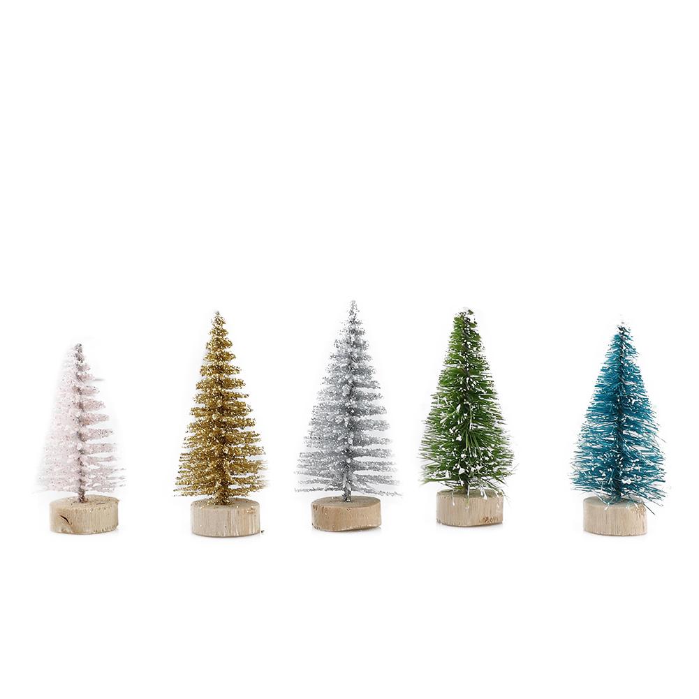 32 Pcs Mini Xmas Tree Set 3.5cm 4.5cm Sisal Small Tabletop Xmas Tree with 1 Sign for Home