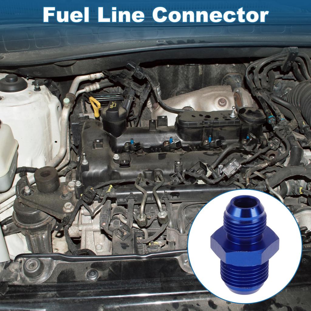 A ABSOPRO Female Flare Reducer Hose Fitting Adapter AN10 AN8 Fuel Line Connector Aluminum Blue