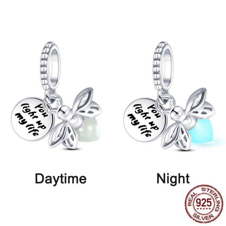 925 Sterling Silver Glow Firefly Butterfly Charms Fit Módní Originální náramky Dragonfly Bee Hmyz korálky Vlastní výroba šperků