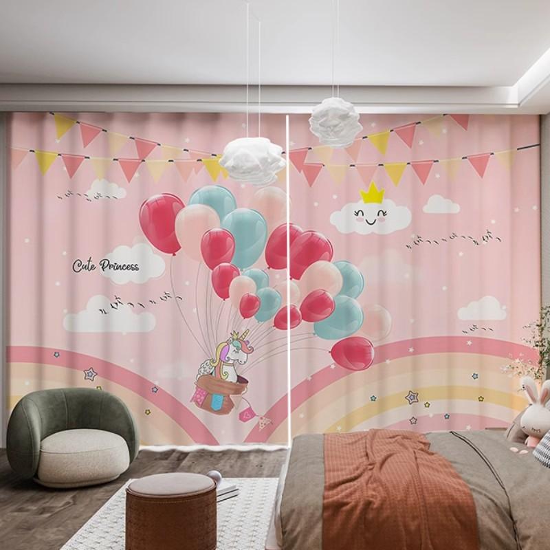 

2Panel Розовый Единорог Шторы Принцесса Радуга Кит Мультфильм Животное Шторы для Детей Девочек Спальня Окно Жалюзи Крючок 2x120W200H(CM)&rod pocket