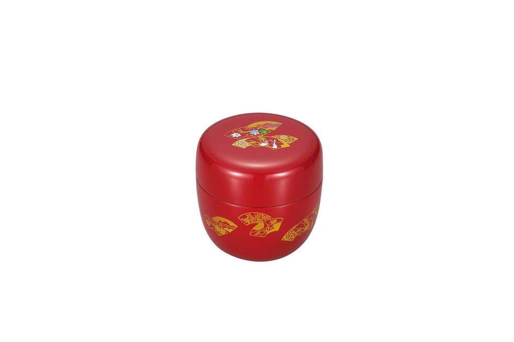 Nakatani Brothers Company Yamanaka Lacquerware Natsume Inner Vermilion Design 2.2cm (with Lid) Fan-shaped 37-3306