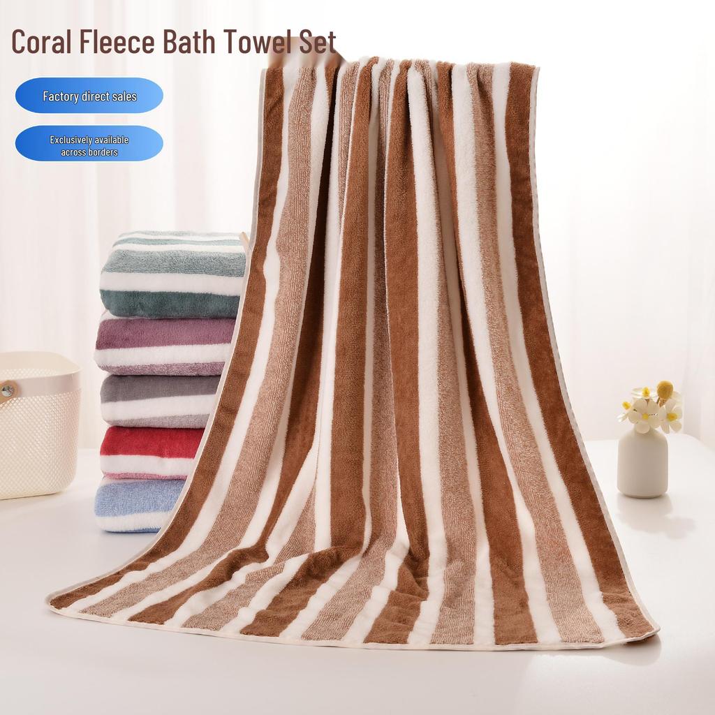 Soft Coral Fleece Absorbent Couple Bath Towel for Home Use