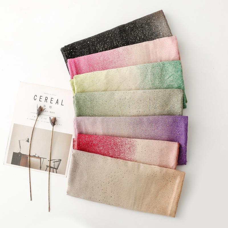 180*88cm Gradient color Gold Foil Wrap Scarfs for Women Fashion Hijab Shimmer Sparkle Womens Scarves Bling Bling Shawls Cotton Feeling Shawl Scarf