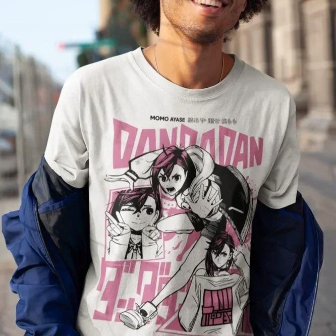

2026 Short Sleeved Round Neck Y2k Tshirt Unisex New in Top & Tees Unisex T-Shirt Camisetas Dandadan Seiko Ayase Cosplay Momo Anime XXXL бежевий