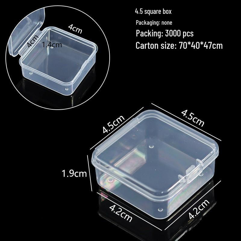 Boîte de rangement carrée en plastique transparent avec couvercle pour petites pièces, perles et bijoux.