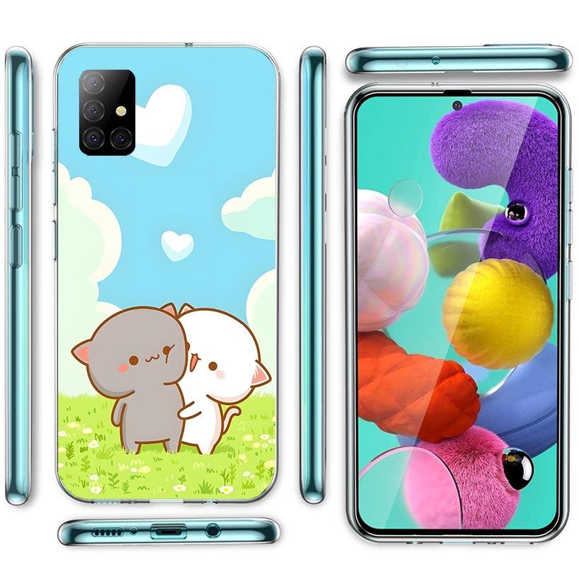 Cute Peach Goma Cat Phone Case For Samsung Galaxy A12 A52S A42 A32 A22 A51 A50 Note 20 Ultra 10 S10 Plus A71 A70 A31 A30 A10S Ga