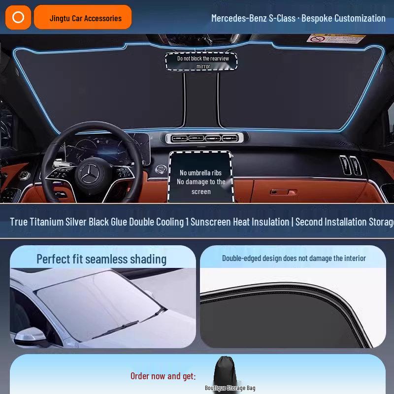 Mercedes Sunshade for GLC, C260L, E300L, GLB C-Class - Windshield Heat Insulation Curtain