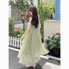 Green Mesh Patchwork Floral Camisole Dress - Autumn 2026 Collection, Slimming Vacation Style for Women.