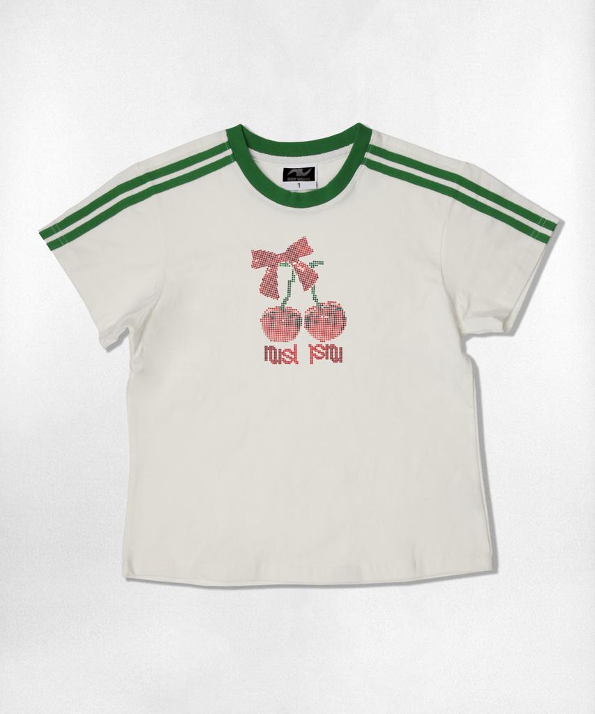 Nasyujeueol Dot Cherry Semi-Crop Short Sleeve T-Shirt 6 Colors