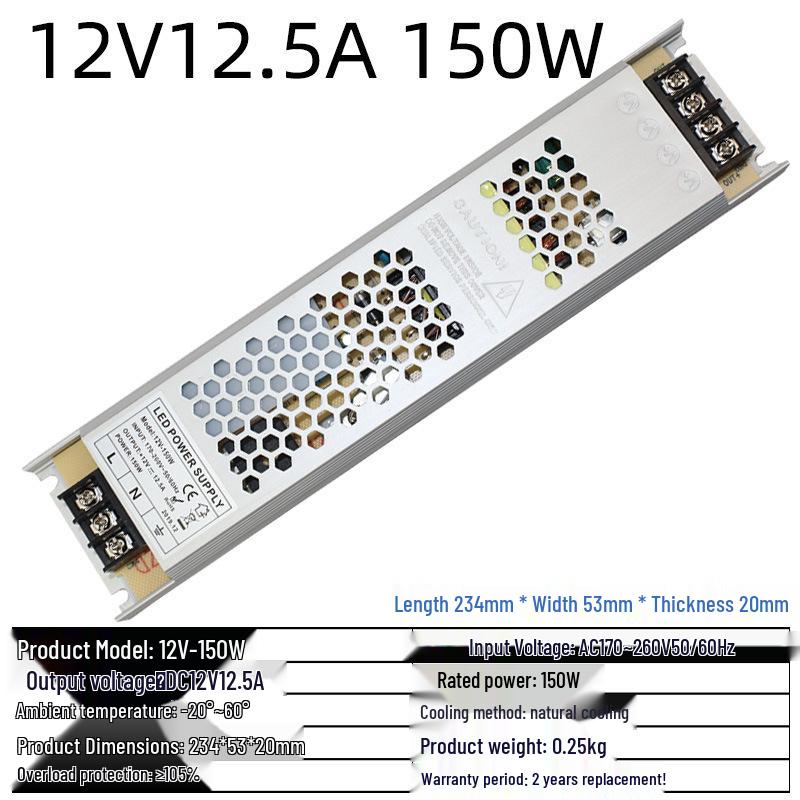 LED Ultra-Thin Fabric Light Box Switchable Power Supply, 12V/24V, Long Strip, 60W to 400W