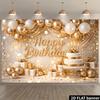 2D flat luxury birthday party banner background - Platinum Wind birthday theme, indoor and outdoor celebration scenes