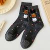Socken Damen Niedlich Atmungsaktiv Täglich Koreanischer Stil Kawaii Punkt Frühling Mittelhoch Weich Deodorant Lieblich Harajuku Cartoon
