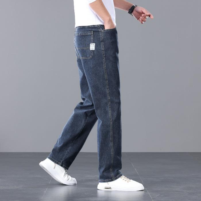 Stretch loose men's jeans summer fashion denim trousers trendy light business thin style