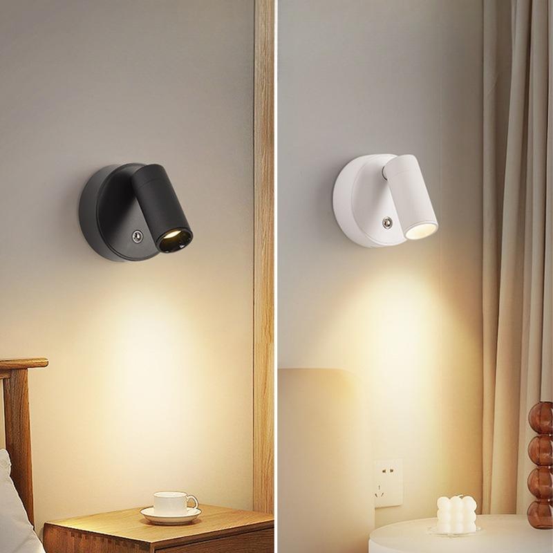 LED Magnetic Rechargeable Wall Spotlight Wireless No Punch Touch Switch Dimmable Reading Light Bedroom Bedside Cabinet Lighting