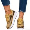 Women Platform Shoes Fashion Lace-up Wedges Breathable Height-increasing Casual Walking Shoes for Traveling Working