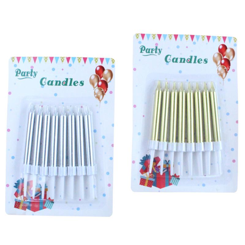 New Style Suction Card Pack of 8 Gold-plated Thick Candles, Creative Wedding Decoration, Adult Birthday Party Candles