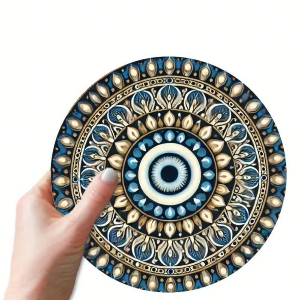 Artă de perete metalică Ochi Rău Vintage Albastru Auriu Semn de Fier Rezistent la Intemperii Decor Casă Birou Garaj Cadou Unic