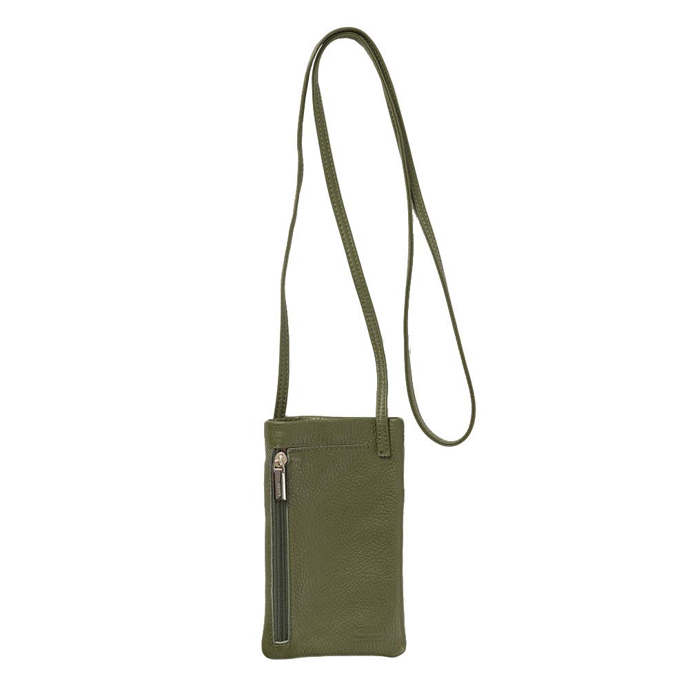 Giudi Smartphone Made In Genuine Mini Shoulder Pouch, Italy, Leather, Bag, Men's, Women's (Olive)