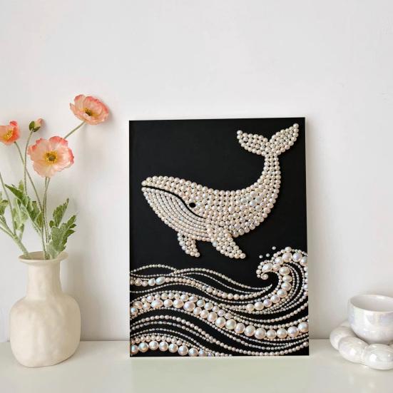 Faux Pearl Art DIY Kit 3D Butterfly Landscape Mosaic Stress Relief Craft for Adults Teens Pre-Printed Canvas with Glitter Resin