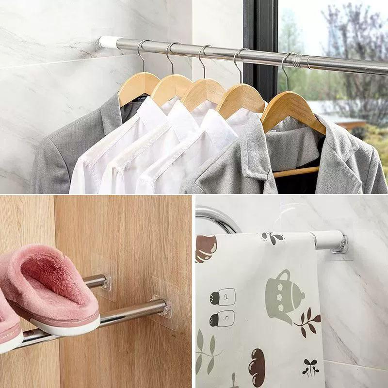 4 Pcs Transparent Adhesive Curtain Rod Brackets No Drilling Strong Load Bearing For Bathroom Bedroom Home Use