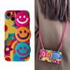 Graffiti Flower Wrist Strap Crossbody Full Coverage Phone Case For Iphone 13 14 15 16 17 Pro Max