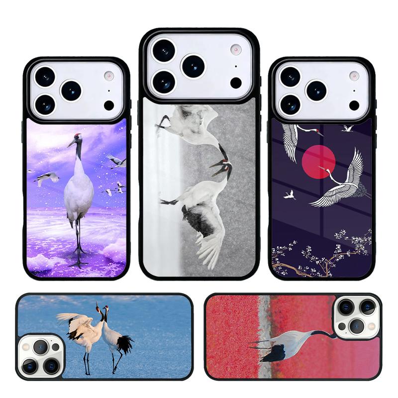 Red-crowned Crane Bird Phone Case For iPhone 17 AIR 16 Pro Max 15 14 Pro 11 12 13 Shockproof Silicone Cover