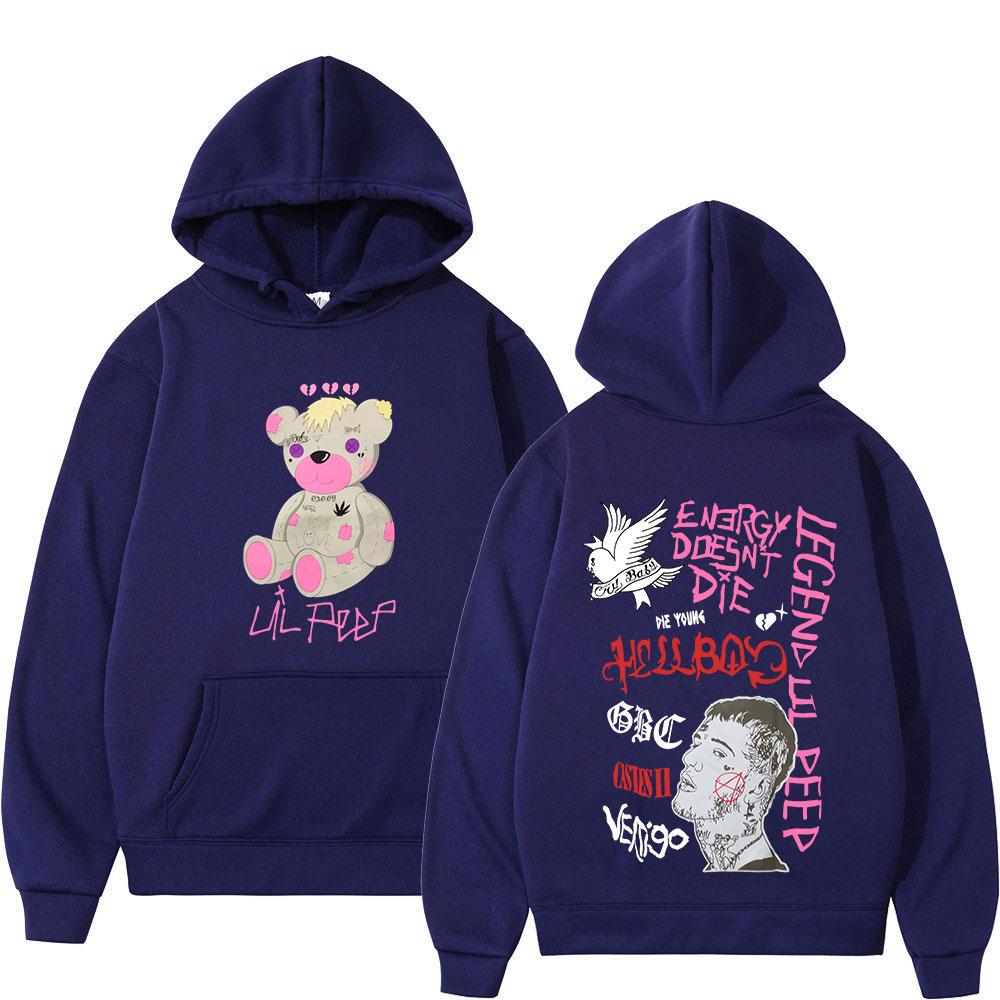 

Rapper Lil Peep CryBaby Hellboy Bear Hoodies Men Women Vintage Hip Hop Oversized Sweatshirts Autumn Winter Fleece Warm Pullovers 3XL