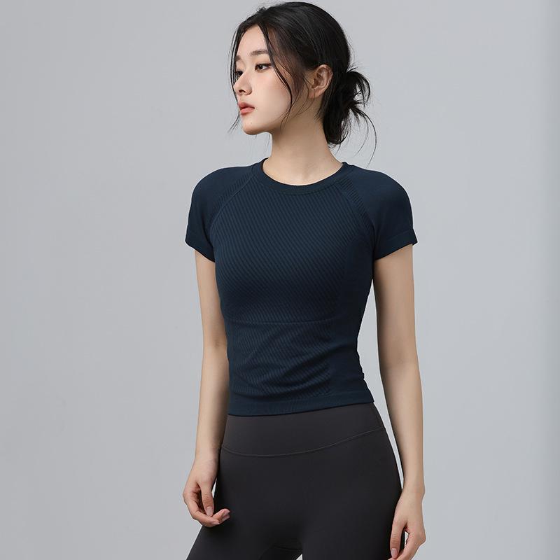 Women's Slimming Yoga Suit: Short Sleeve, Round Neck, Breathable Fitness & Running T-Shirt