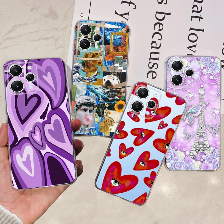 For Xiaomi Redmi 12 Case 2023 New Fashion Painted Cover Clear Silicone Phone Case For Xiaomi Redmi 12 Redmi12 Soft Fundas Bumper