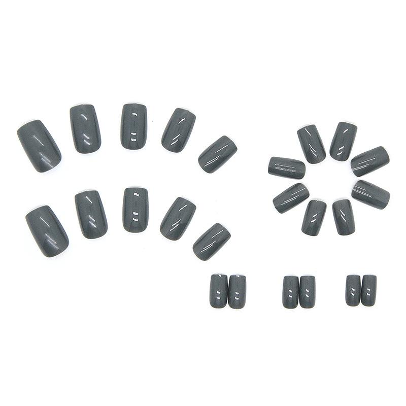 Cement Green Solid Color Square Medium And Long Manicure White High Cold Wind Manicure Wearable Manicure Piece