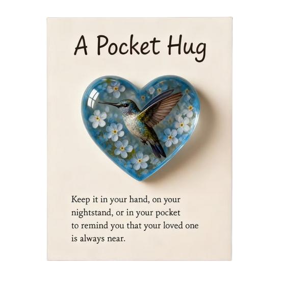Pocket Hug Hummingbird Mini Pocket Hug Heart Cute Hummingbird Ornament with Encouragement Card Keepsake