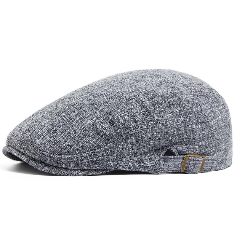 

Men s sunshade cap summer thin cotton and linen breathable beret double-breasted adjustment casual forward hat adjustable