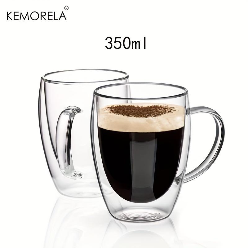 2/4/6PCS 350ML Double Wall Glass Coffee Mug With Handle Transparent Glass Cappuccino Cup Coffee Milk Tea Juice Tea Cup