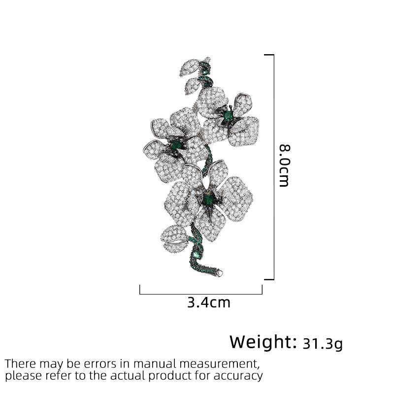 Women's Light Luxury Design Elegant Inlaid Zircon Butterfly Orchid Flower Brooch Fashionable And Versatile Niche Design Brooch