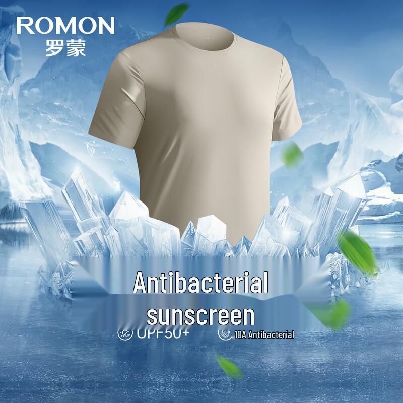 ROMON Men s 10A Antibacterial UPF50+ Ice Silk Cooling T-Shirt L