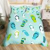 Sumer Hawai Beach Soft Duvet Cover Ful Ocean Beding Set for Young Boys Young Girls, Lovely Flip Flops Slipers Conch Starfish Warm Comforter Cover