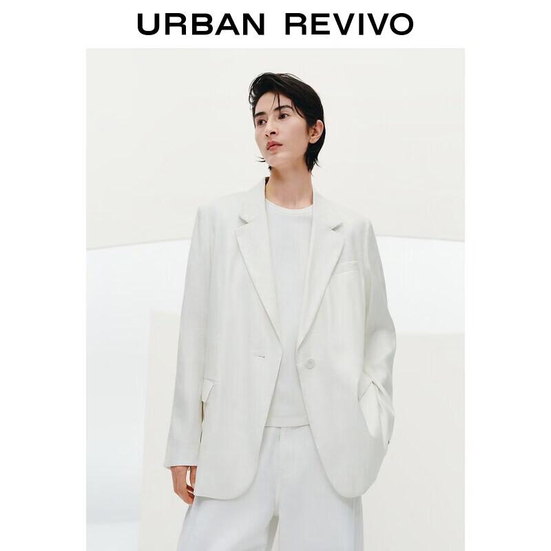 

UR 2026 Spring Women s Notched Lapel Linen Blend Blazer M