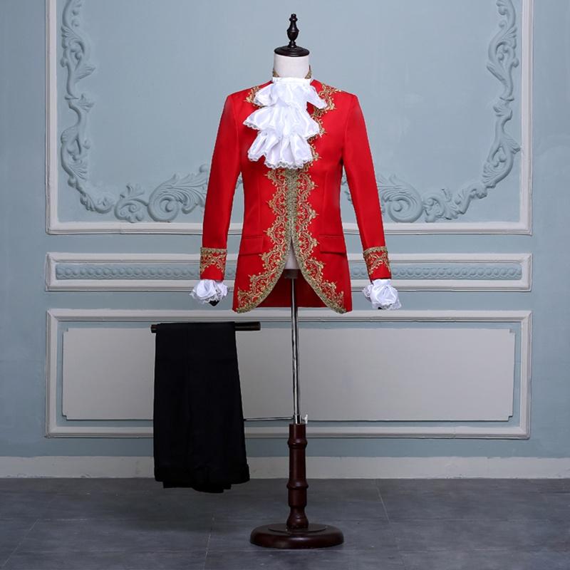 

Костюм для косплея «Принц Ренессанса Король Средневековый Мужской Пальтобрюки Полный Комплект» Tag XL=US M красный