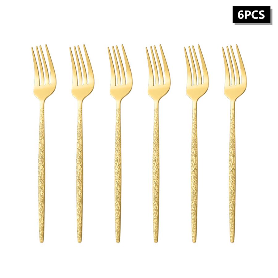 4/6/16/24pcs Stainless Steel Gold Cutlery Set Crack Handle Portuguese Style Cutlery Set Suitable for Family Hotel Restaurant