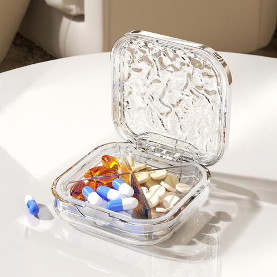 Portable Medicine Box Pill Case with Multiple Compartments Large Capacity Transparent Design Carrying Mini Sealed Medicine Case