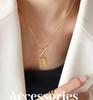 18K Gold-Plated Geometric Necklace with OT Buckle and Zircon Inlays