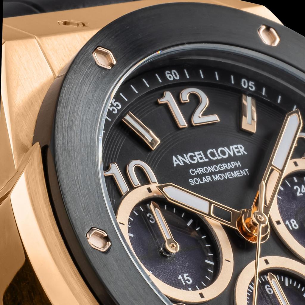 Angel Clover Exventure Solar Watch EVS45PBK-BK Men's Two-tone