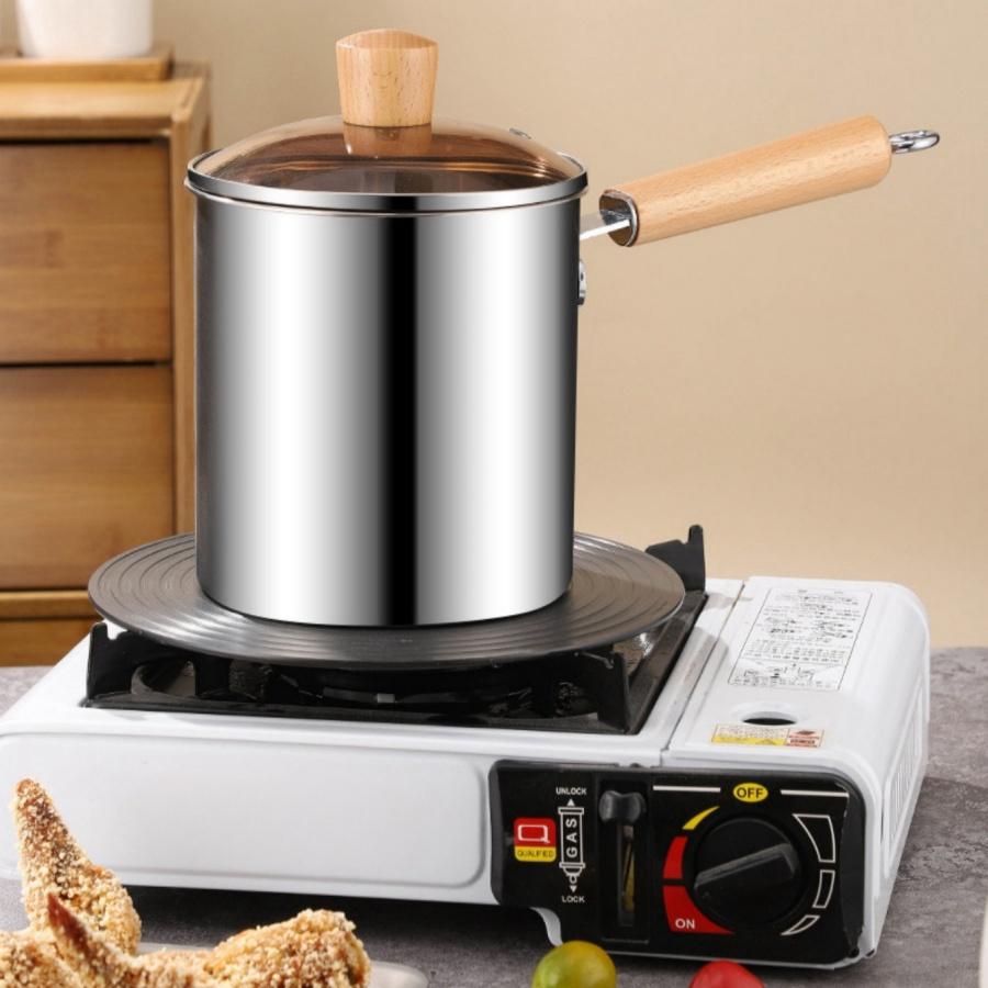 

Anti scald wooden handle fryerSUS 304 stainless steel Japanese style deep fryer large capacity household with thickening